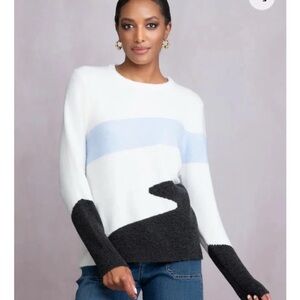 Colorblock Sweater in White, Blue, and Black